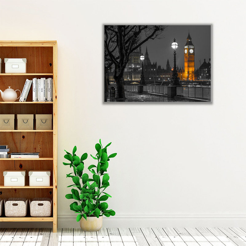 «London Cityscape in Evening», reproduction d'art sur toile, H 45 po x l 60 po