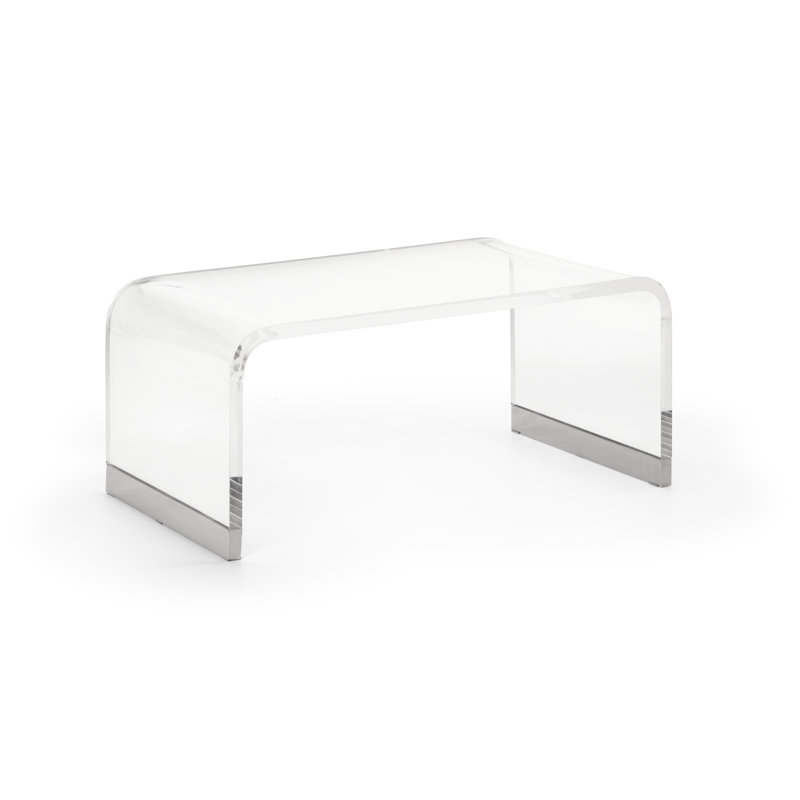 Contemporary Acrylic Waterfall Coffee Table with Nickel Feet