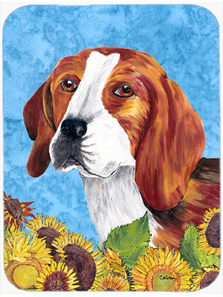 Planche à découper en verre east urban home beagle et tournesol