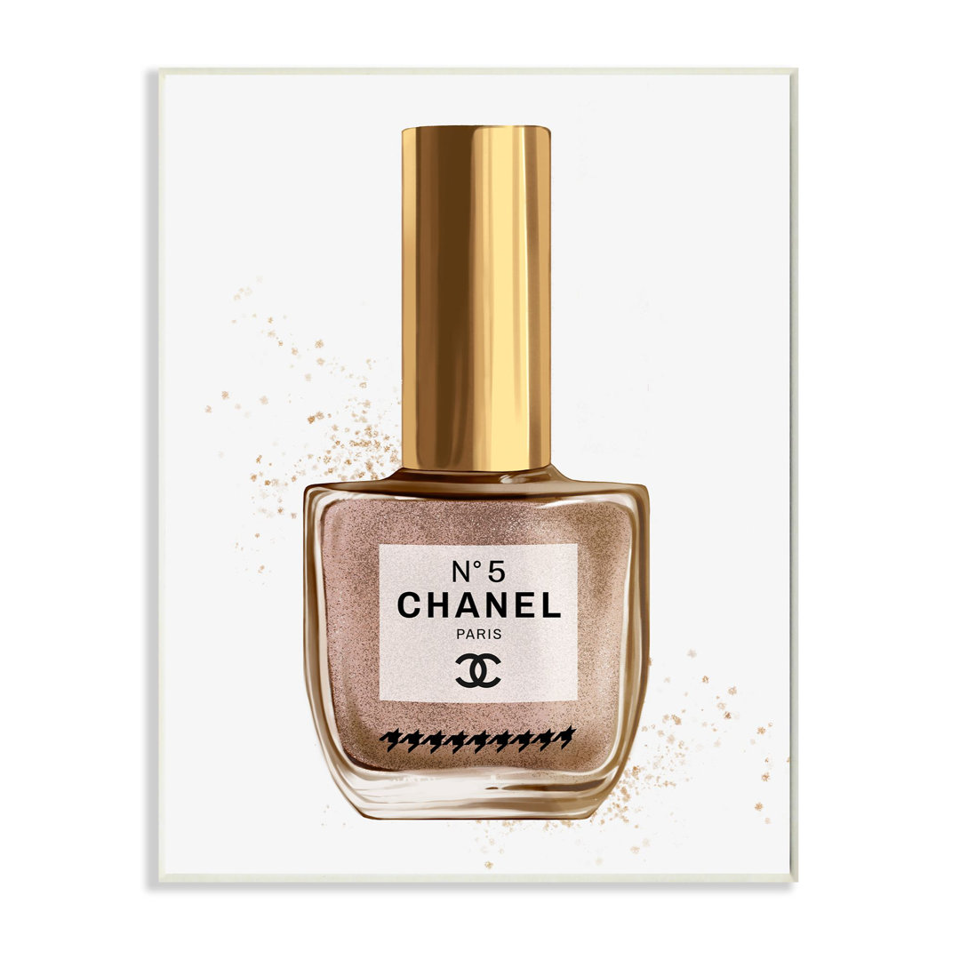 'Makeup Nail Polish Brown Gold Fashion Design' Graphic Art Stupell Industries 