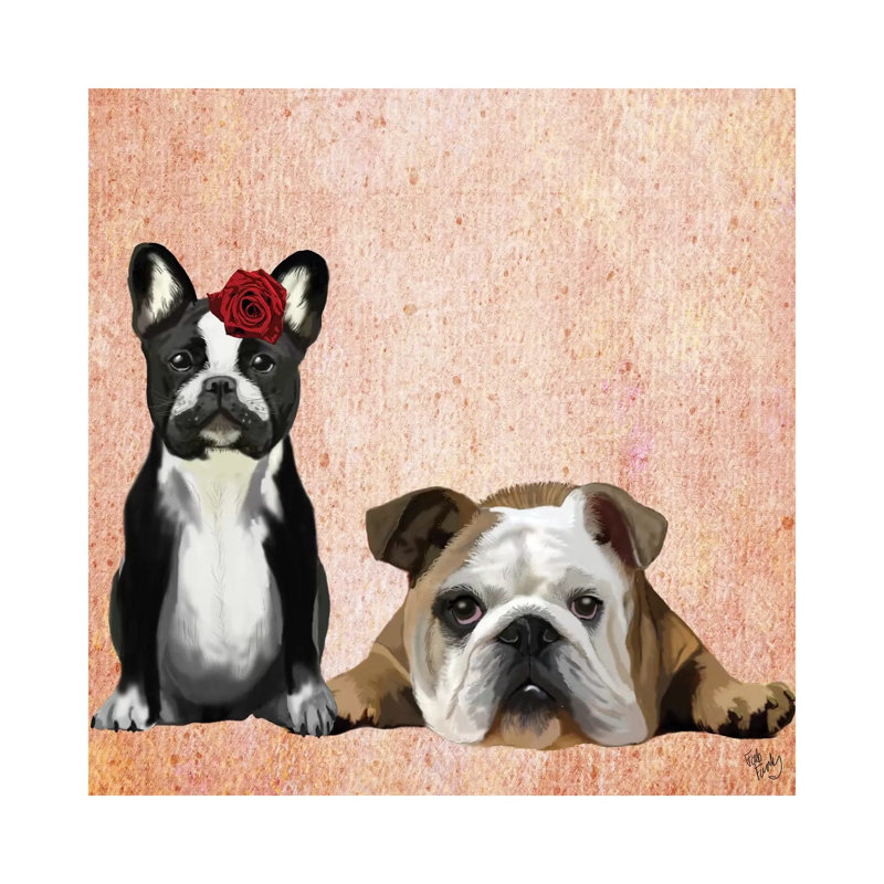 French Bulldog & English Bulldog by Fab Funky - Wrapped Canvas Painting, 30.48 cm H x 30.48 cm W