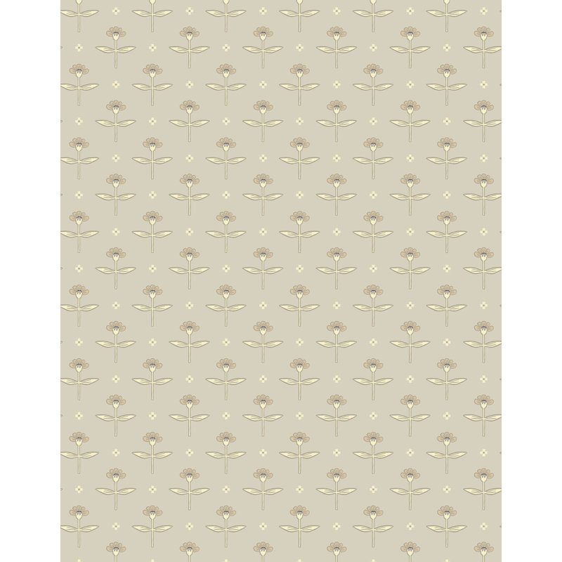 Zinnia Wallpaper | Traditional / Roll - 27" x 30', French Gray