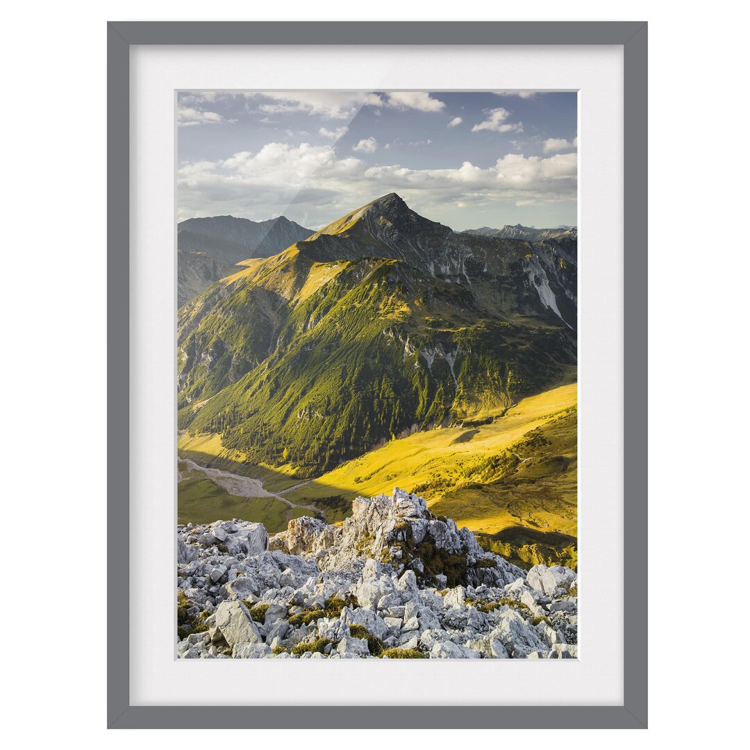 Gerahmtes Poster Berge und Tal der Lechtaler Alpen in Tirol