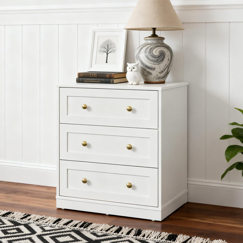 Yokota Wood 3 Drawer Dresser, White