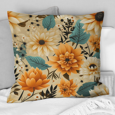 Mod Floral Nostalgia IV - Midcentury Printed Throw Pillow