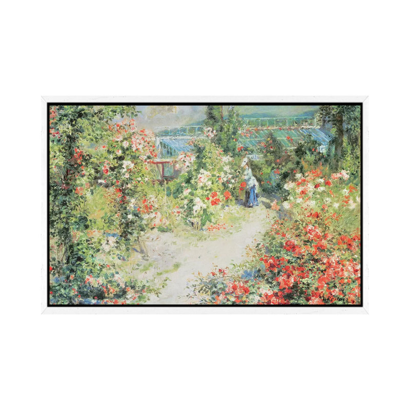 The Conservatory by Pierre-Auguste Renoir - Painting on Canvas, White Framed, 45.72cm H x 66.04cm W x 3.81cm D