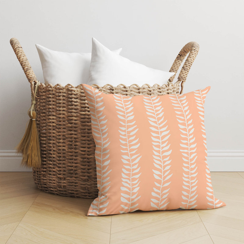Coussin Mystic, Pêche / floral orange, H 26 po x l 26 po