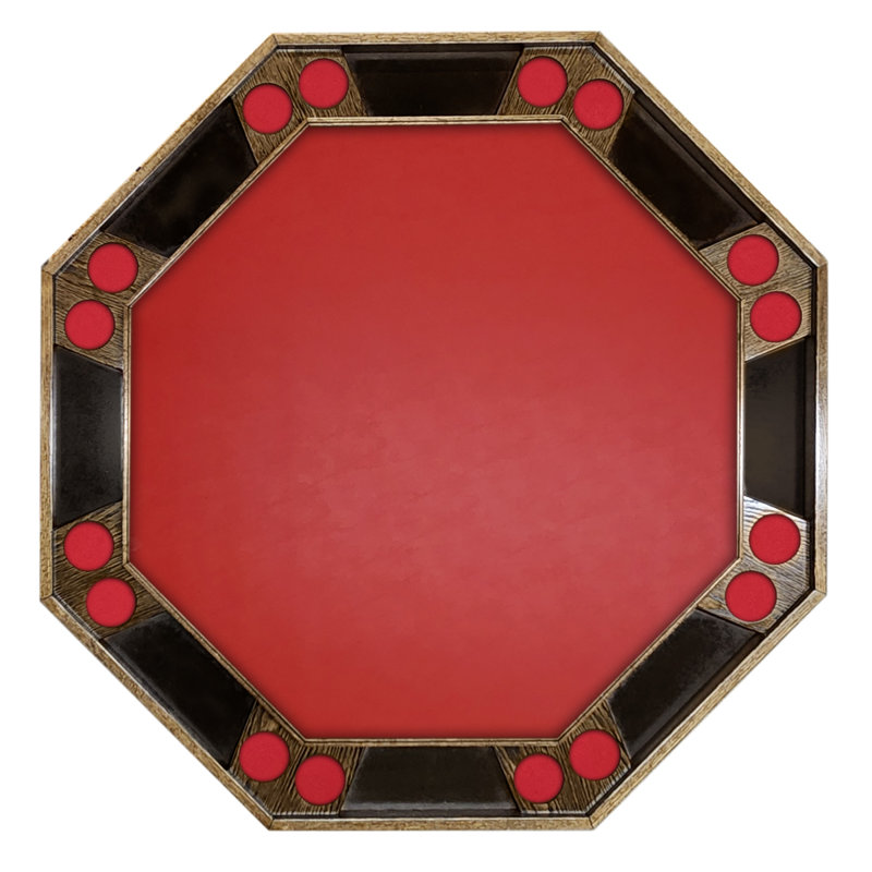 Table de poker 52 po, Chêne espagnol, Vinyle rouge