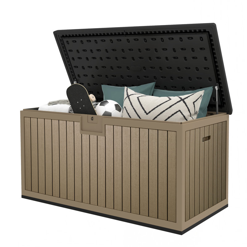 Balconera 150 Gallon Water Resistant Resin Lockable Deck Box, 230, Tan