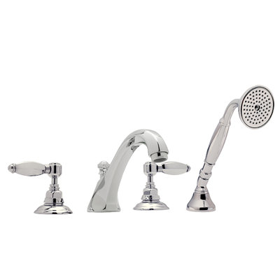 Country Double Handle Deck Mounted Roman Tub Faucet with Handshower