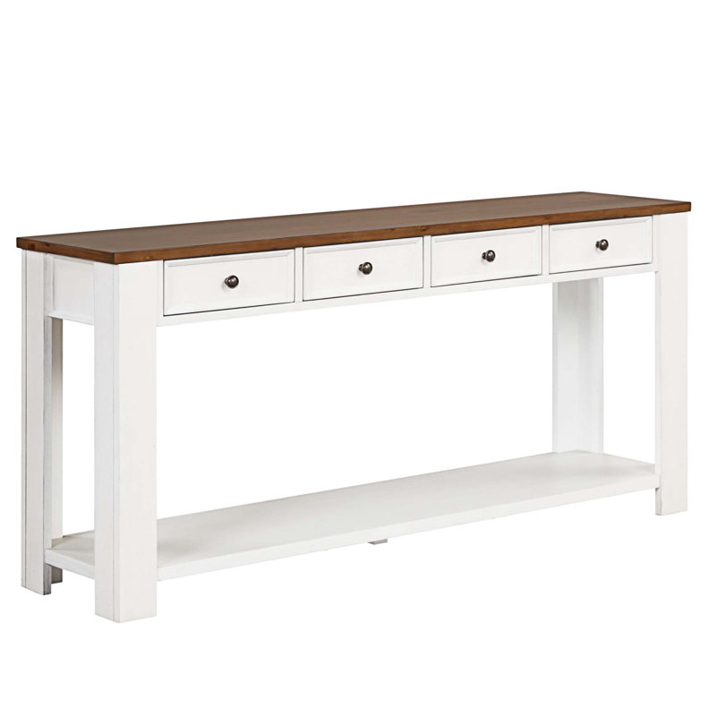 63'' Console Table, Brown Top/Antique White Base