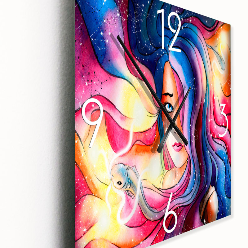 The Girl with the Glowing Hair - Modern Wall Clock, Small