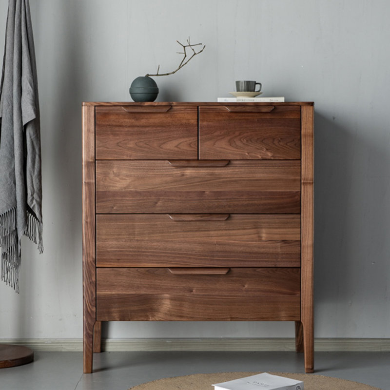 Modern Black Walnut Storage Entrance Cabinet Solid Wood Accent Chest