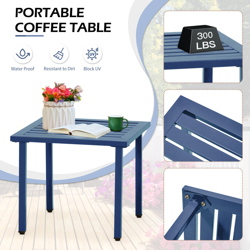 Outdoor Bistro Set 3 Piece Set - Comfortable Metal Patio Chairs And Small Table, Floral Back Design, Waterproof, Uv Resistant For Porch, Balcony, Garden, Backyard, Poolside