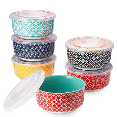 DOWAN 6oz Colourful Ramekin Set with Lids, 6-Piece