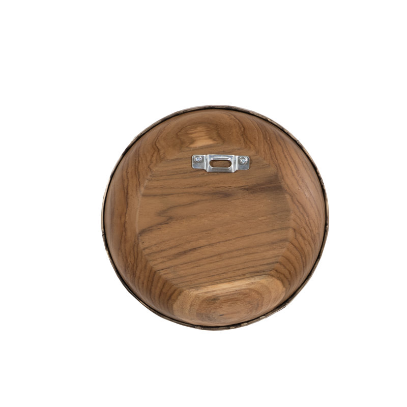 Teak Wood Bowl Wall Art, Metallurgy Edge, 8" H x 8" W x 3" D