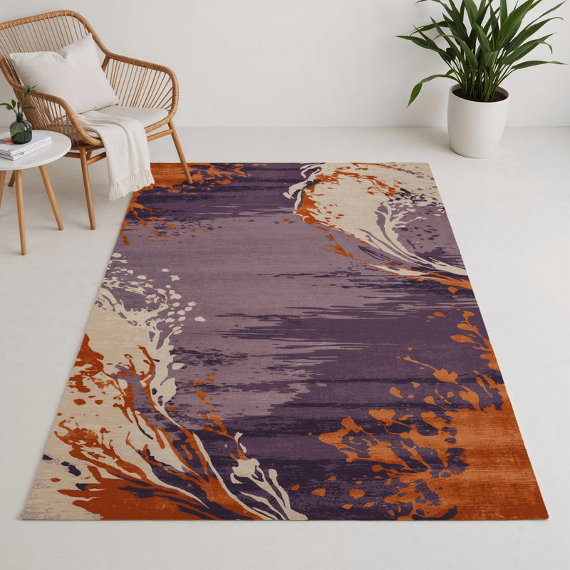 Tapis intérieur et extérieur brun Watercolor, Rectangulaire 3 pi x 5 pi