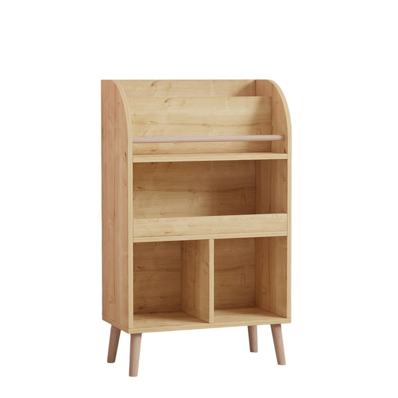 Bibliothèque moderne Modern Sapphire Oak, 23,6 po x 40,2 po x 11,8 po | 100% panneau de particules enduit de mélamine, épaisseur: 0,7 pouce | Plusieurs tablettes et plusieurs pieds en bois pour un rangement supplémentaire | Design scandinave, élégant et fonctionnel