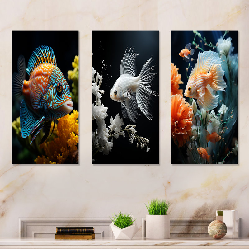 Corals Butterflyfish Aquamarine Adventure, H 28 po x l 36 po, Toile tendue