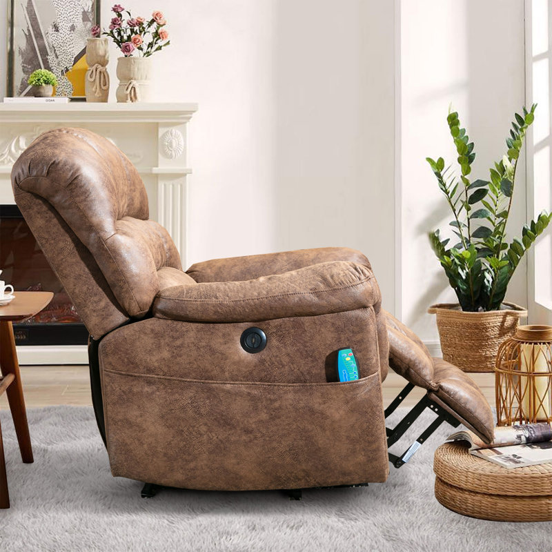 41.3'' Wide Extra Large Power Lift Recliner Chair with Soothing Heat & Massage – Plush Comfort for Total Relaxation, Brown