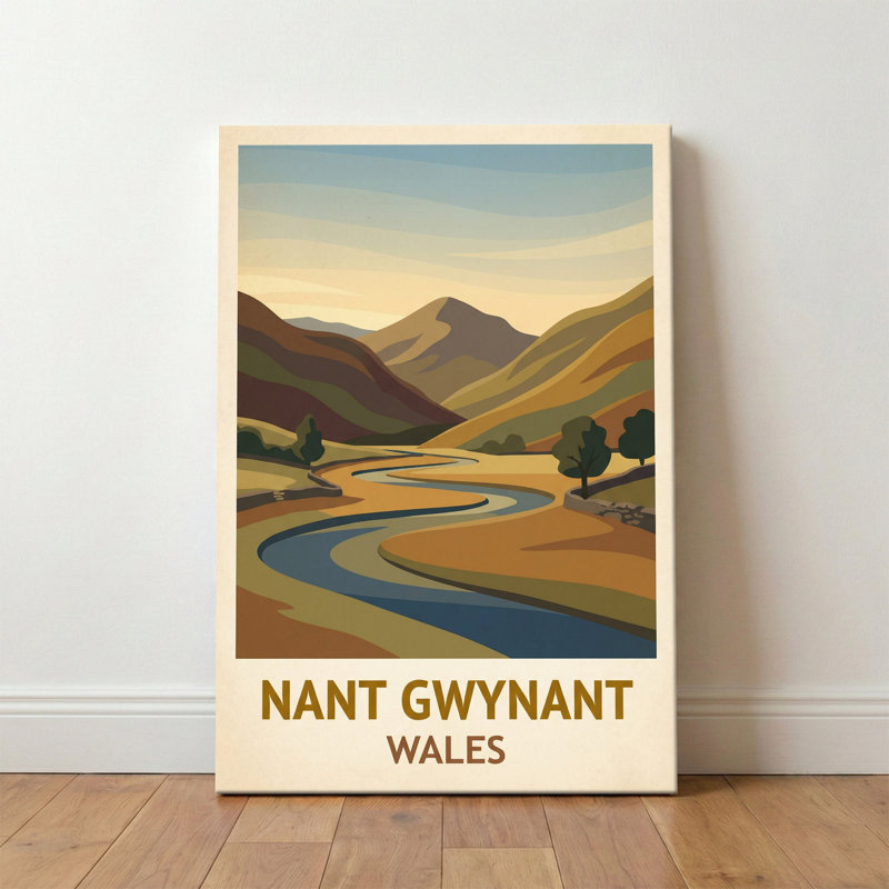 Nant Gwynant, Wales - Romantic Snowdonia Valley Travel Poster And Scenic Art Print. Giclee Print On Wrapped Canvas. Wall Art, Home Decor - Regions & Scenic Areas, Wales - Wrapped Canvas Print