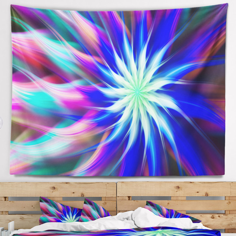Tapisserie florale de fleurs bleues, H 50 po x l 60 po
