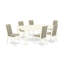 Ensemble de salle à manger 7 pièces composé d'une table de salle à manger rectangulaire avec feuille papillon et 6 chaises rembourrées en tissu Shitake, lin blanc-977026102-977026097-977047516