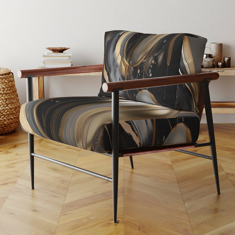 Fauteuil rembourré moderne doré et noir Marble III - fauteuil rembourré, Noir