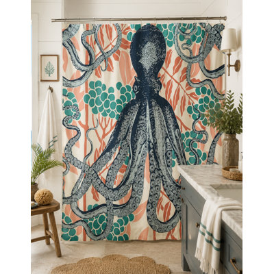 Rideau de douche simple Octopus