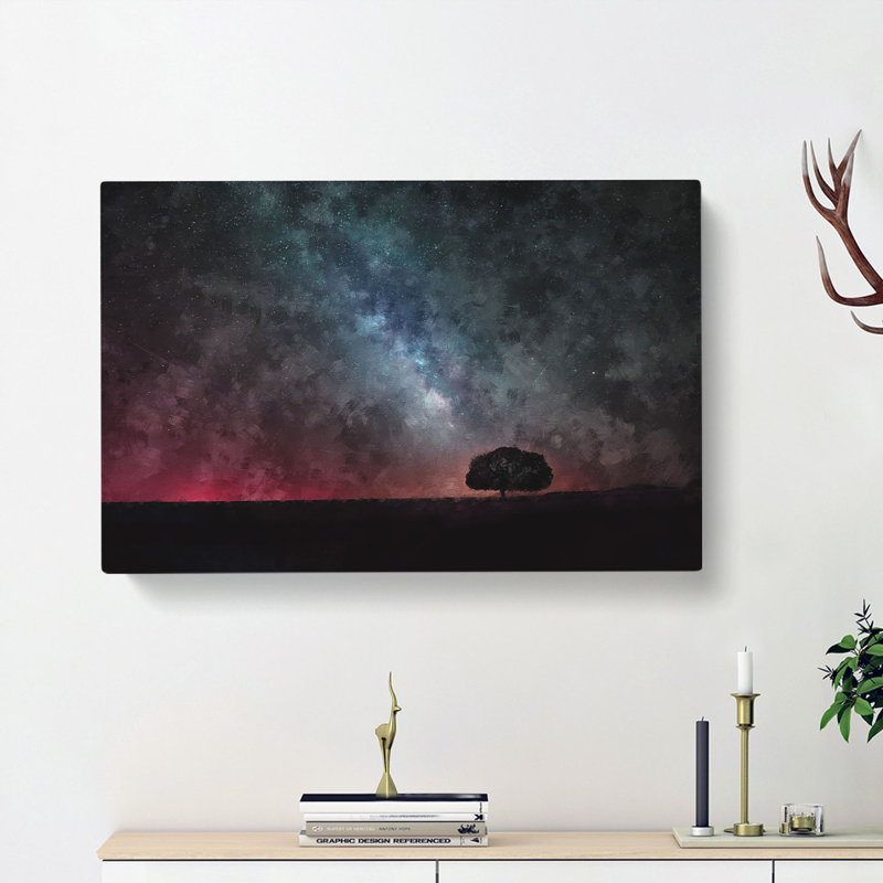 Stars Above a Lone Tree - Wrapped Canvas, 35cm H x 50cm W x 3cm D