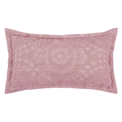 Rio Collection 100% Cotton Chenille Tufted King Size Pillow Sham, Medallion Design, Soft Breathable Decorative Pillow Cover, OEKO-TEX Certified, Machine Washable, All-Season , 20" x 36", Pink