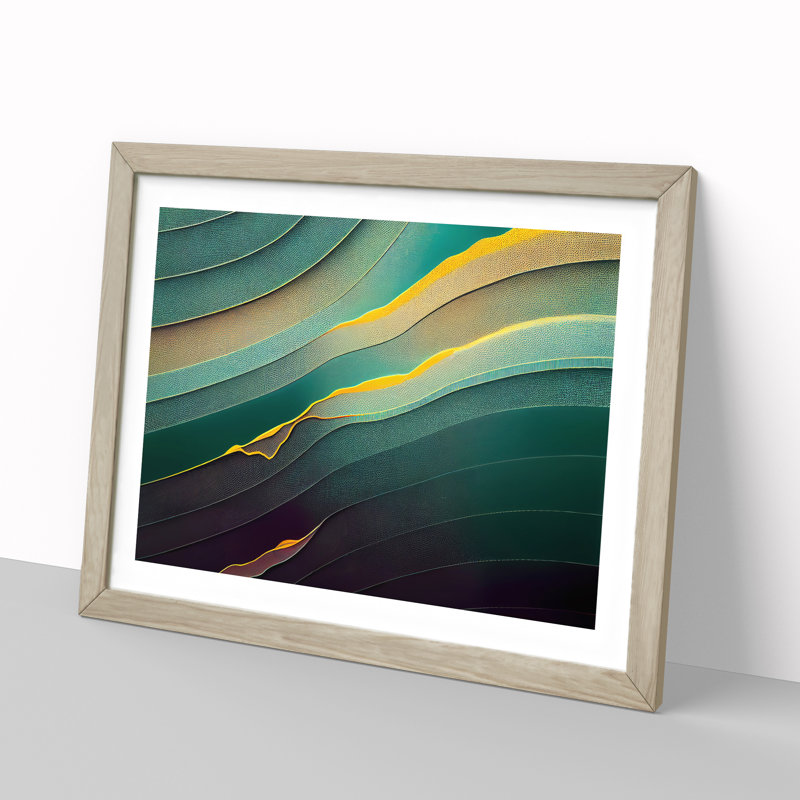 XH1022-6052X Modern Audio Soundwave Vol.5 Abstract - Single Picture Frame Print, 46cm H x 64cm W x 2cm D, Oak