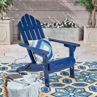 Chaise en bois bleu, pliable, résistant aux intempéries, l 28,82 po x P 35,74 po, H 37,79 po, siège confortable près de la piscine