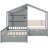 Gray Twin House Bed With Upholstered , Next-Gen Wireless Charging Station, And Functional Shelves Drawers For Storage Efficient Charging, Versatile Options-2028071958
