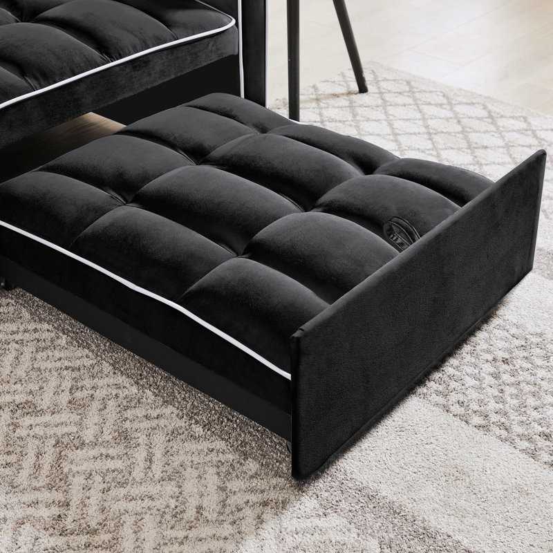 Chaise d'appoint pliante rembourrée Mamedov Three-in-One, Velours noir