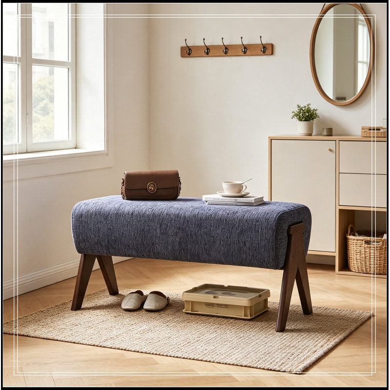 Chenille Stephaine avec pieds en bois robuste, Bleu