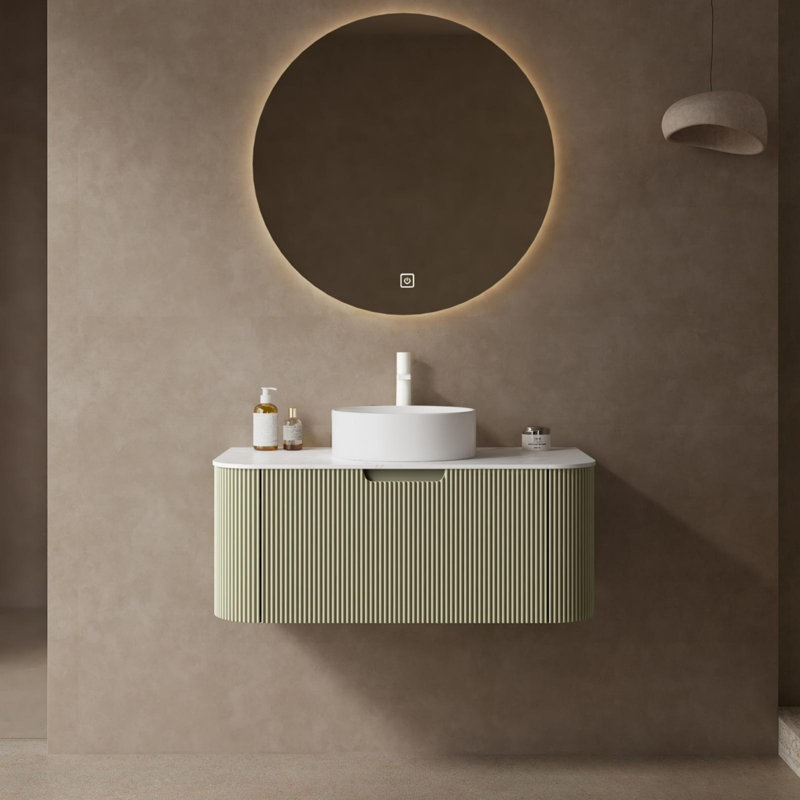 Meuble-lavabo pour salle de bain avec lavabo, armoire de rangement flottante murale moderne avec tiroir, pré-assemblé