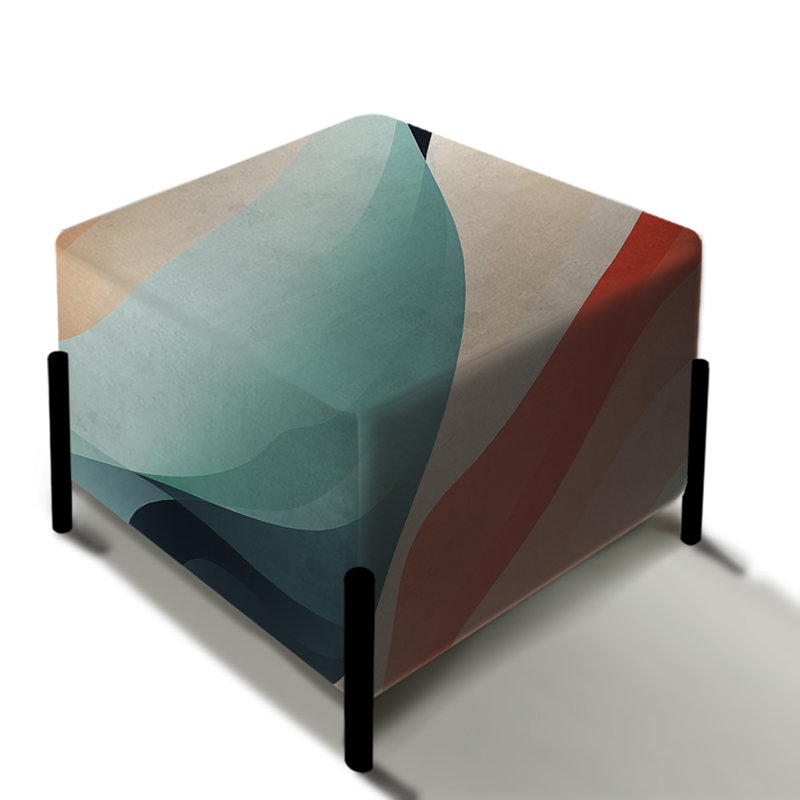 Toile contemporaine - Repose-pieds carré rayé