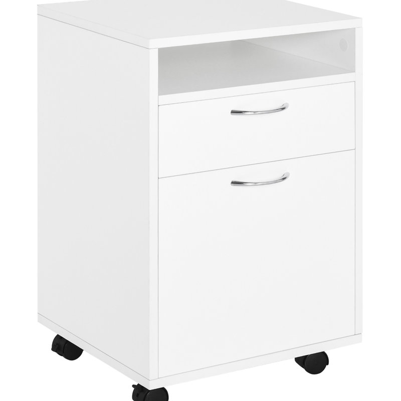 Armoire de bureau blanche mobile avec tiroir et armoire, amplement d'espace, se range sous les bureaux en blanc