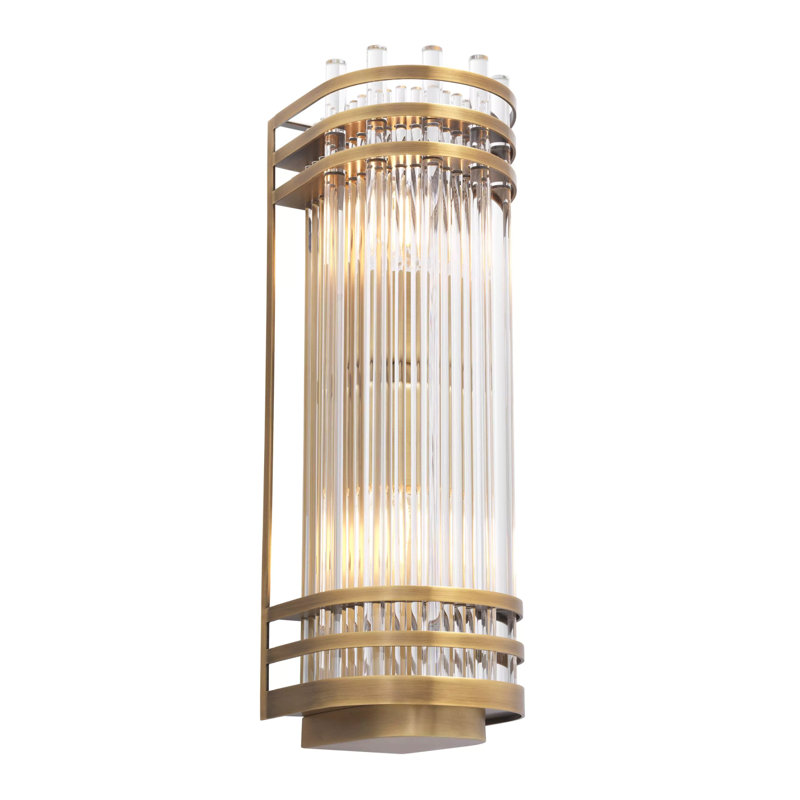 Gulf Flush Mounted Sconce, Antique Brass, 15" H x 5" W x 5" D