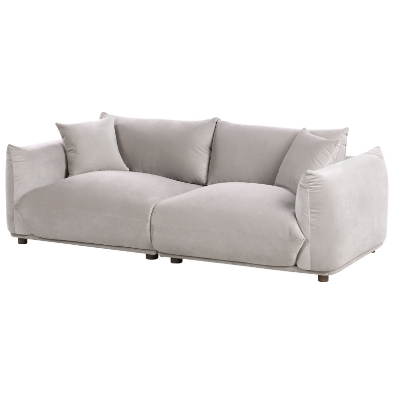 LUVOS 3 Seater Velvet Sofa, Beige