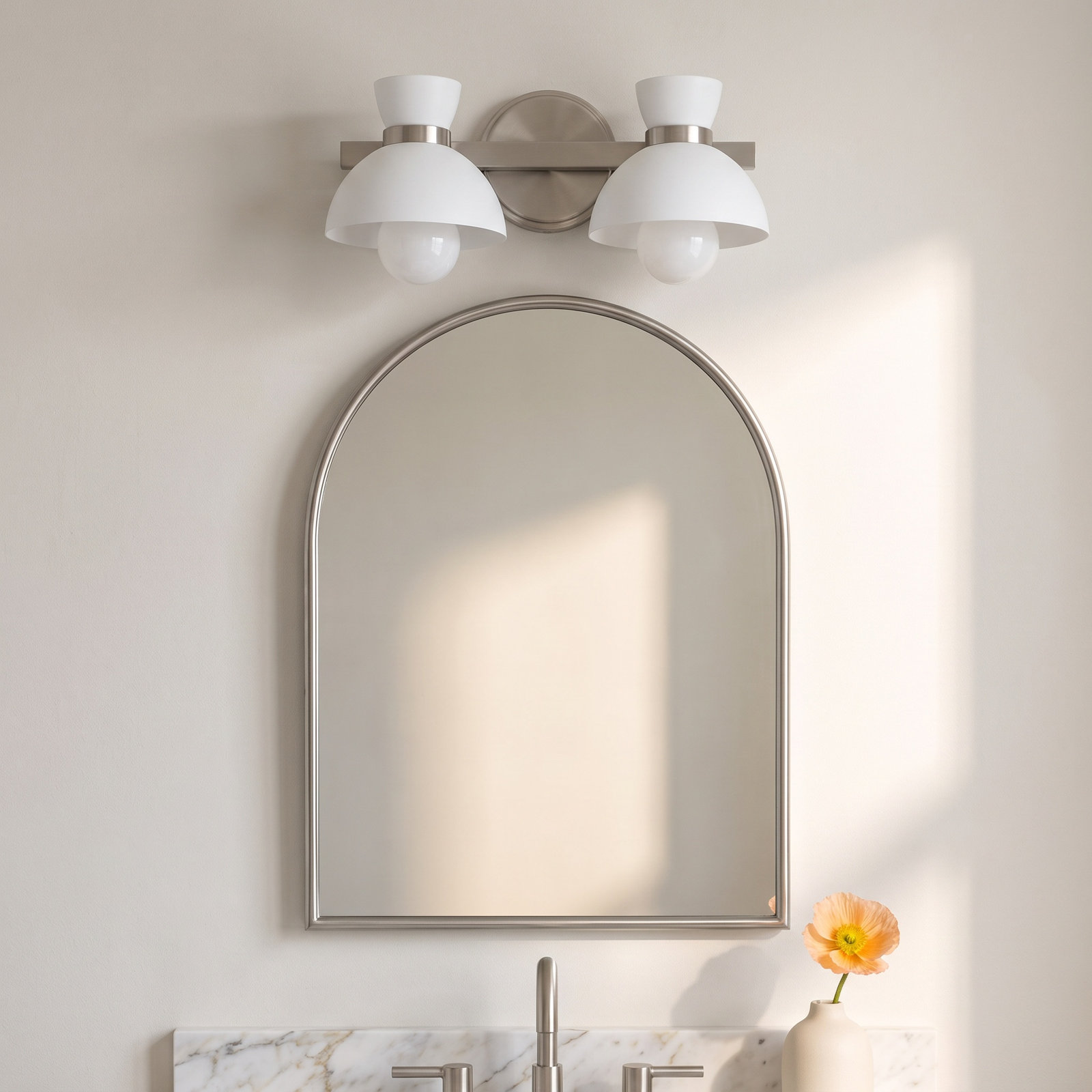 Karalana 2 Light Frosted Dimmable Vanity Light, Brushed Nickel