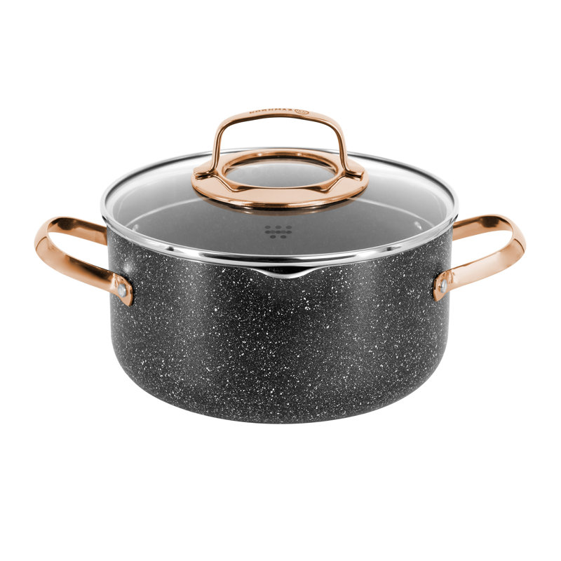 Galaksi Aluminum Cookware Set, Black/Rose Gold