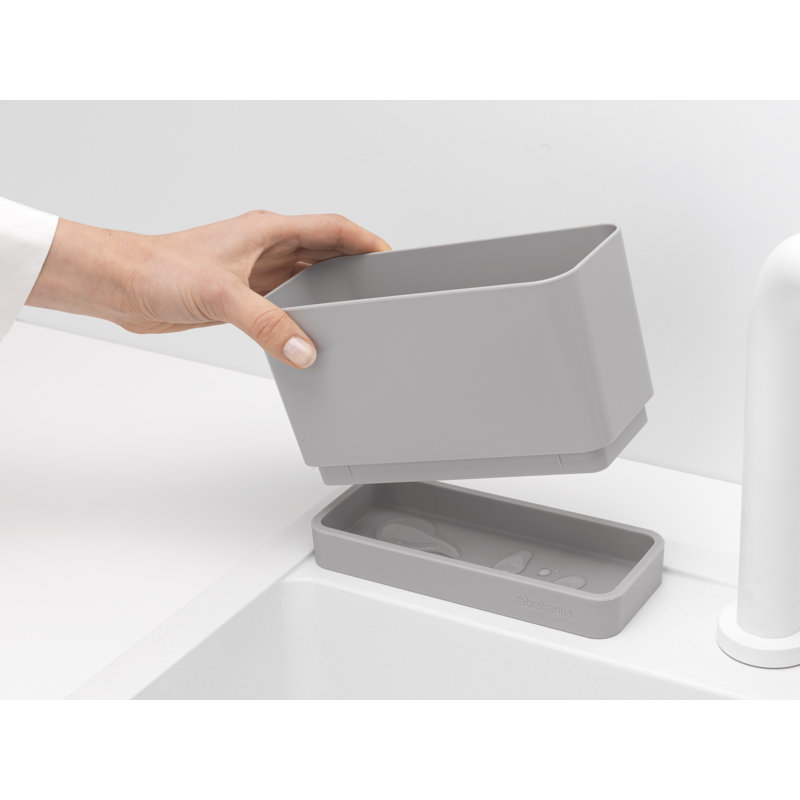 Mid Gray Plastic Sink Organizer with Soap Dispenser