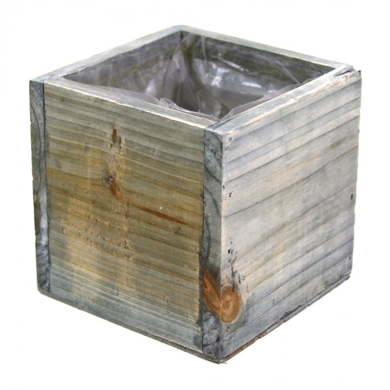 vase en bois cube Gritton, Gris rustique, H 4 po x l 4 po x p 4 po