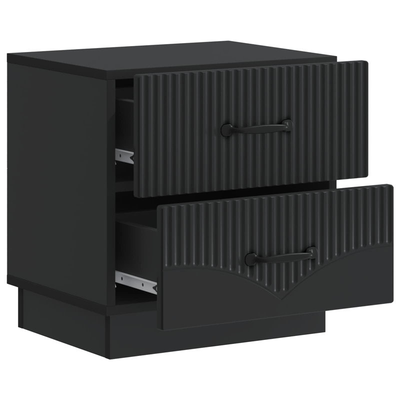 43cm W Manufactured Wood Bedside Table, Black