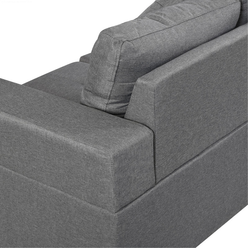 Upholstered L-Shaped Sectional Reversible, Gray Fabric