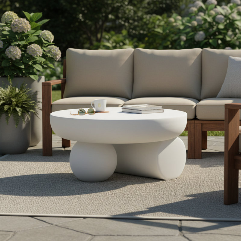 Table basse ronde avec base sphérique Oris, Blanc