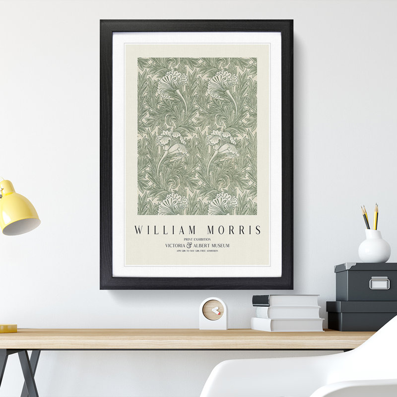 Tulips by William Morris - Picture Frame Painting, 65cm H x 48cm W x 2cm D, Black Framed