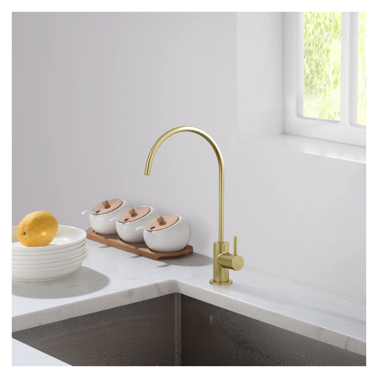 Circular Cold Water Dispensers, Brushed Gold